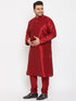 Vastramay Men's Plus Size Maroon Silk Blend Kurta Pyjama Set